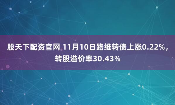 股天下配资官网 11月10日路维转债上涨0.22%,转股溢价率30.43%